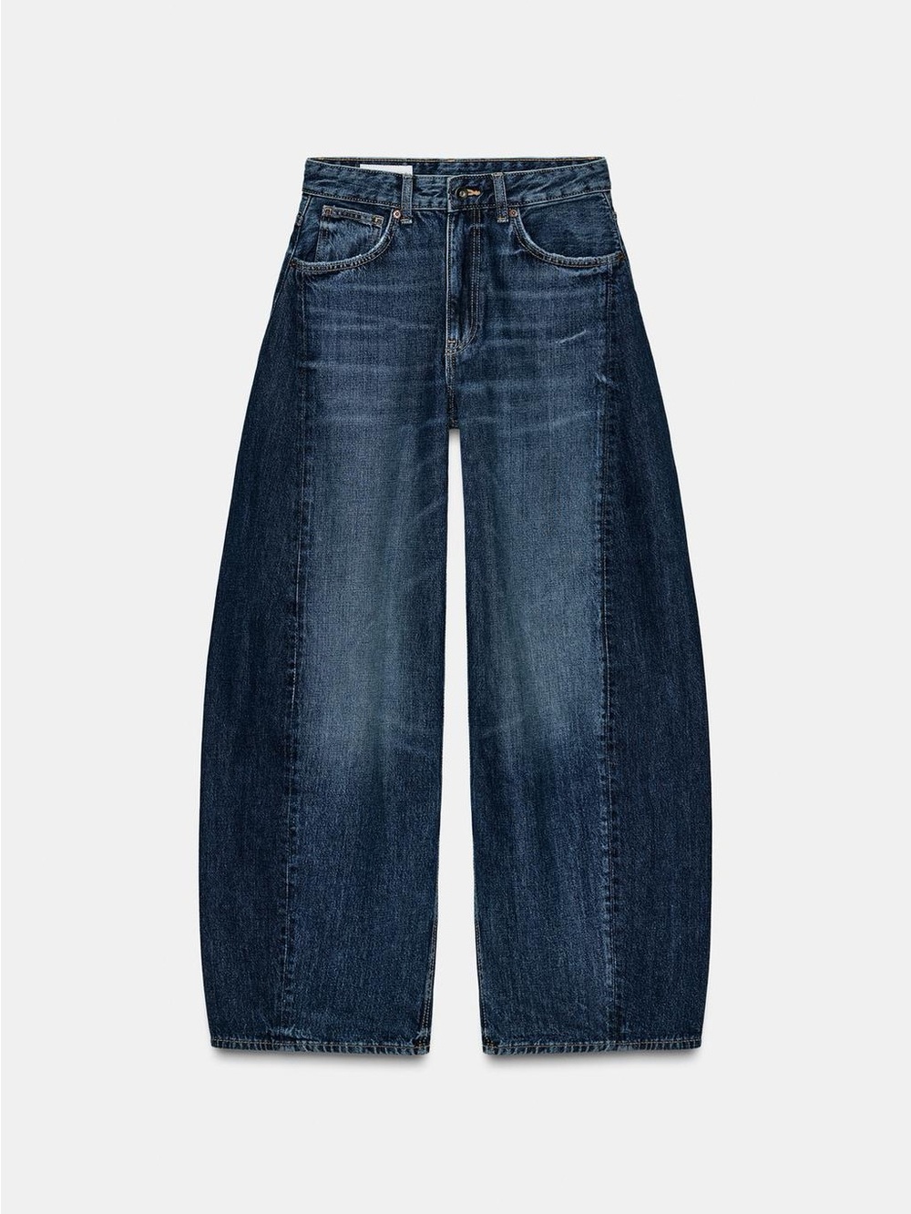 Zara High Waist Oversized Barrel Leg Jeans Dark Wash Size 2 EU 34